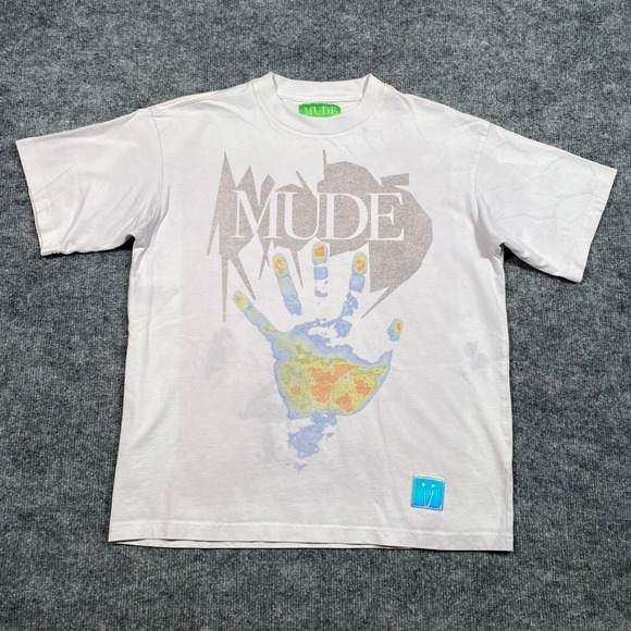 MUDE Other - MUDE Men's Thermal Handprint Graphic T-Shirt Light Lilac Streetwear Size S